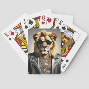 Cool Animal With A Leather Jacket And Sunglasses Playing Cards