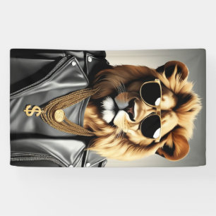 Cool Animal With Sunglasses And A Leather Jacket Banner