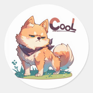 Cool Anime Dog Classic Round Sticker