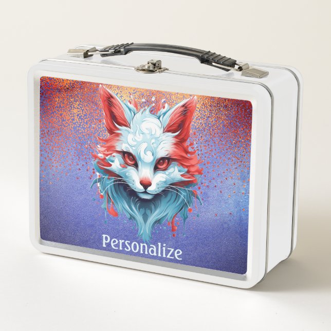 Cool Anime Magical Feline Cat Goth Personalized  Metal Lunch Box (Front)