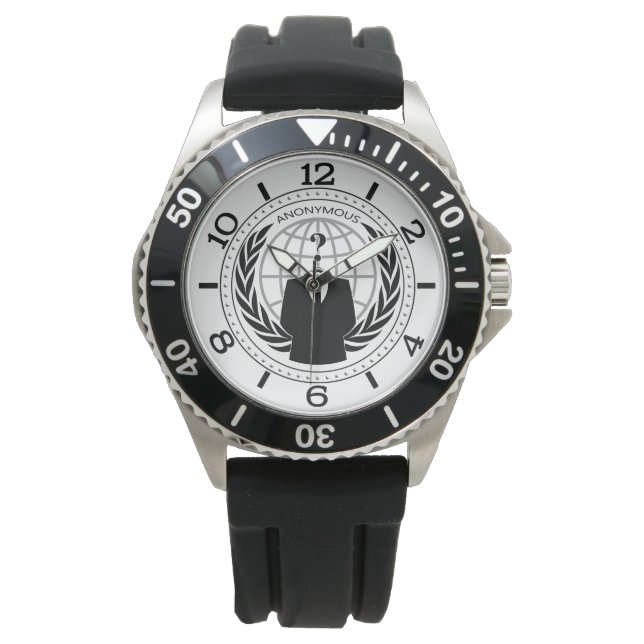 Cool Anonymous Logotype on White Dial Watch (Front)