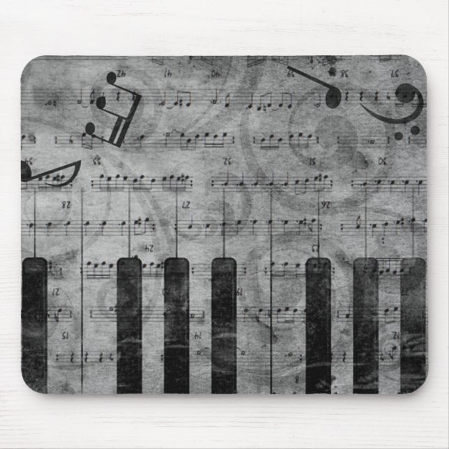 Cool antique grunge effect piano music notes mouse pad (Front)