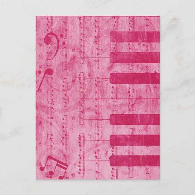 Cool antique grunge effect piano music notes postcard (Front)