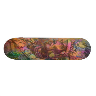 Cool antique native american Indian clipart colour Skateboard