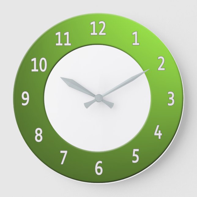Cool any Colour White Digits on Green Frame Large Clock (Front)