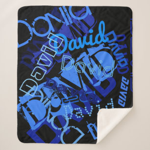 Cool Any Name Collage Sherpa Blanket