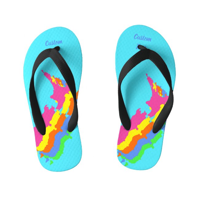 Cool Aotearoa New Zealand Fluorescent Jandals  Fli Kid's Flip Flops (Footbed)
