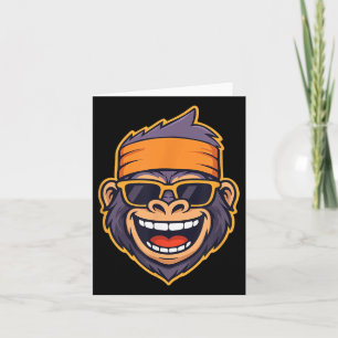 Cool Ape Gorilla Head Funky Monkey Retro Bandana C Card