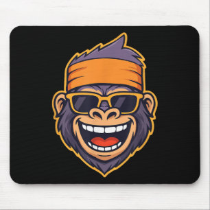 Cool Ape Gorilla Head Funky Monkey Retro Bandana C Mouse Pad