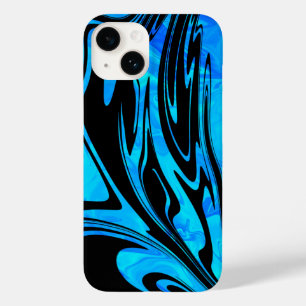 Cool Aqua and Black Liquid Wave Case-Mate iPhone 14 Case