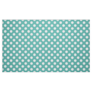 Cool Aqua Blue Polka Dot Pattern Fabric