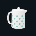 Cool Aqua Polka Dots<br><div class="desc">Cute polka dots in Cool Aqua on a solid white teapot.</div>
