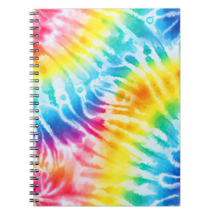 Cool Aqua Red Blue Yellow Orange Tie Dye Notebook