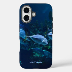 Cool Aquarium Fish Dark Water Personalised iPhone 16 Case