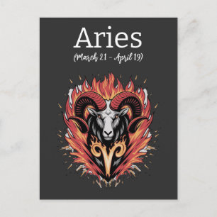 Cool Aries on fire Zodiac Astology design Postcard