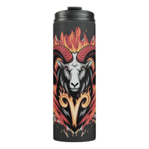 Cool Aries on fire Zodiac Astology design Thermal Tumbler