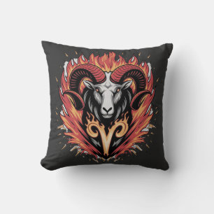 Cool Aries on fire Zodiac Astology design Throw Pillow