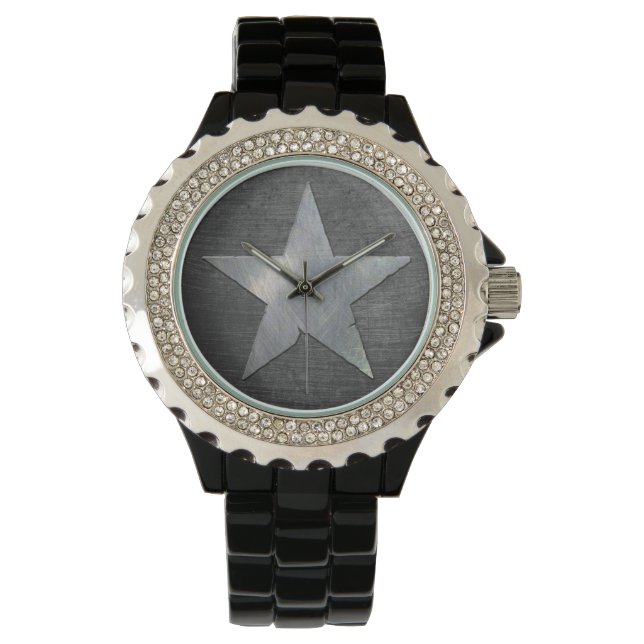 Cool Army Star Brushed Metal Background Watch (Front)