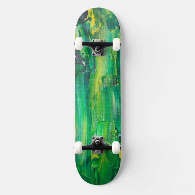 Cool Art Green Painted Skateboard (Front)