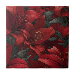 Cool Art Nouveau Lilies Tiles For Modern Bathroom