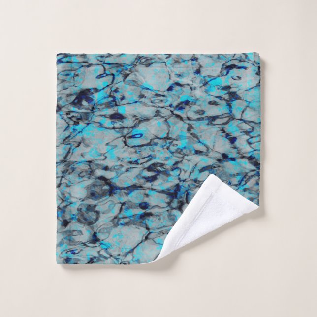 Cool, art numérique moderne d'aquarelle bleue (Gant de toilette)