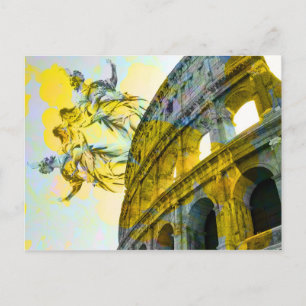 Cool art of Rome elements in trendy way Postcard