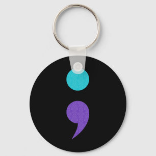 Cool Art Of Semicolon Sign For Suicide Prevention Keychain