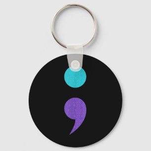 Cool Art Of Semicolon Sign For Suicide Prevention Keychain