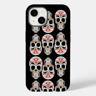 Cool artistic skull pattern Trendy black backdrop iPhone 14 Case