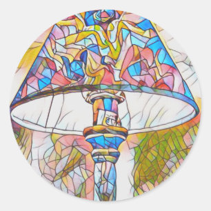 Cool Artistic Stained Glass Lamp Shade Classic Round Sticker