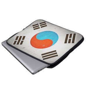 Cool Artistic Vintage Grungy South Korea Flag Laptop Sleeve