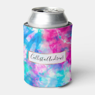 Cool Artsy Girly Purple Pink Blue Tie Dye Pattern Can Cooler