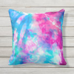 Cool Artsy Girly Purple Pink Blue Tie Dye Pattern Outdoor Pillow<br><div class="desc">This modern and cool design is perfect for the summer months. It features an artsy, trendy, and modern pink, blue, and teal green tie-tye pattern on a simple white background. It's fashionable, fun, and unique! ***IMPORTANT DESIGN NOTE: For any custom design request such as matching product requests, colour changes, placement...</div>