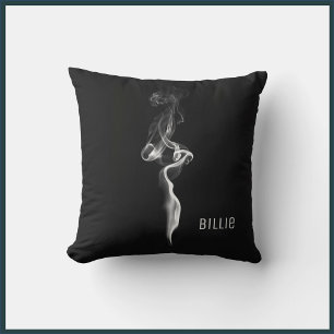 Cool Artsy Modern Black and Grey Smoke Throw Pillow