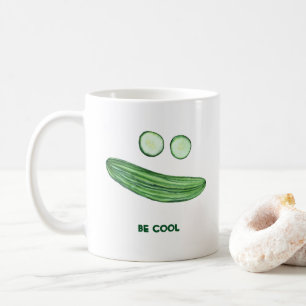 Cool as a Cucumber "BE COOL" Funny Watercolor Coffee Mug