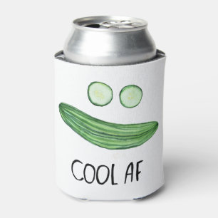 Cool as a Cucumber "Cool AF" Funny Watercolor Can Cooler