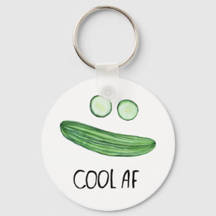 Cool as a Cucumber "Cool AF" Funny Watercolor Keychain