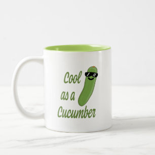 Cool as a Cucumber! Cute Cucumber Cartoon Two-Tone Coffee Mug