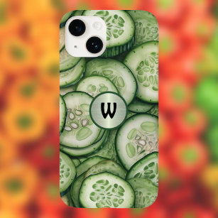 Cool as Cucumbers Green Veggie Monogram Case-Mate iPhone Case