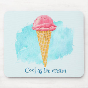 Cool As ice Cream Strawberry Cone Pun Mouse Pad