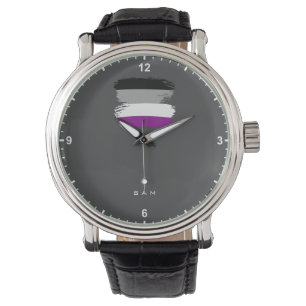 Cool Asexual Pride Flag Horizontal Stripes Striped Watch