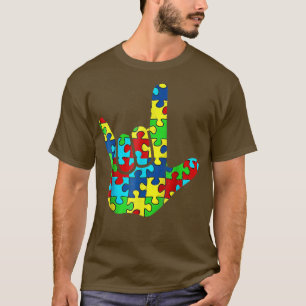 Cool ASL Love Sign Language Autism Awareness Suppo T-Shirt