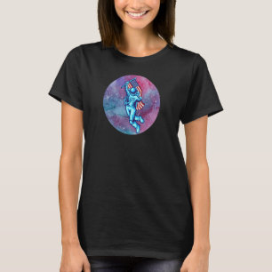 Cool Astronaut Holding American Flag USA in Galaxy T-Shirt