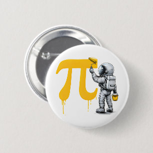 Cool Astronaut Painting Pi Symbol Pi Day  2 Inch Round Button