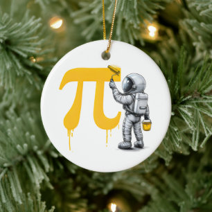 Cool Astronaut Painting Pi Symbol Pi Day Ceramic Ornament