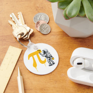Cool Astronaut Painting Pi Symbol Pi Day  Keychain