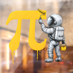 Cool Astronaut Painting Pi Symbol Pi Day Window Cling