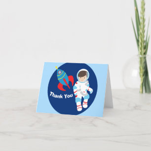 Cool Astronaut Rocket Ship Kids Carte de remerciem