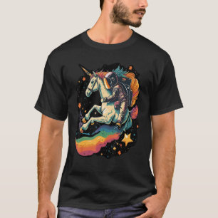 Cool Astronaut Spaceman Riding A Rainbow Unicorn I T-Shirt