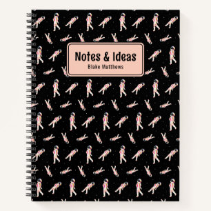 Cool Astronauts Floating In Space Custom Notebook